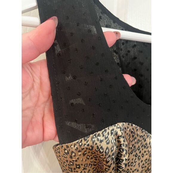 Alice Handmade In London Leopard Satin & Black Swiss Dot Tie Back Dress sz S EUC - Picture 3 of 9